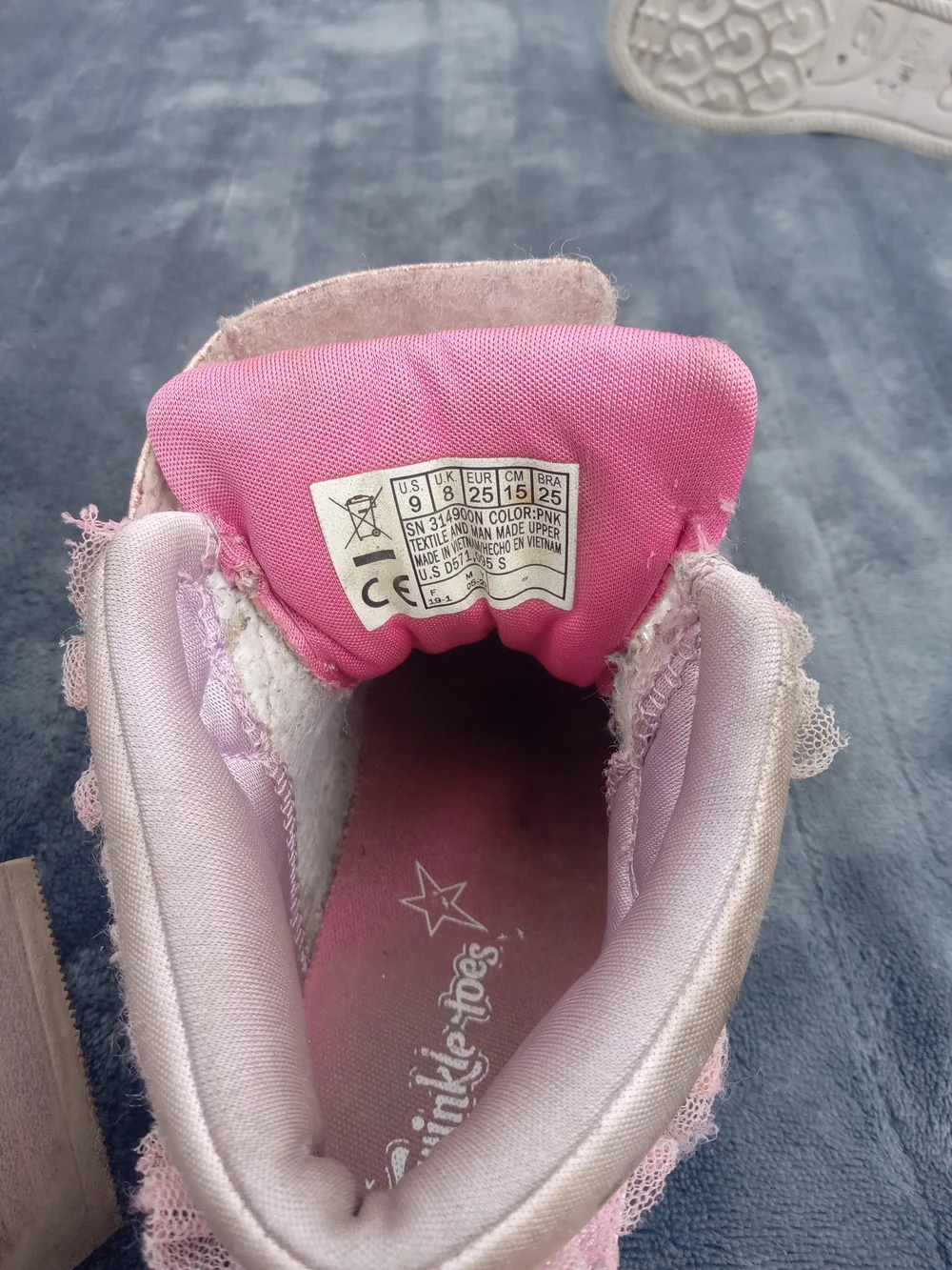 Wink Rose Pink Rhinestone High-Top Kids Sneakers